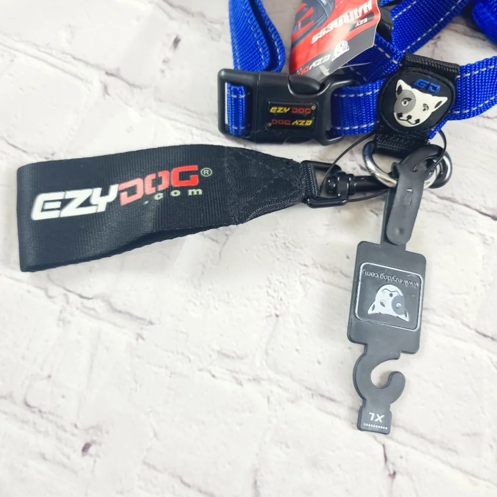 EzyDog Adjustable Dog Harness XL Blue Black NEW